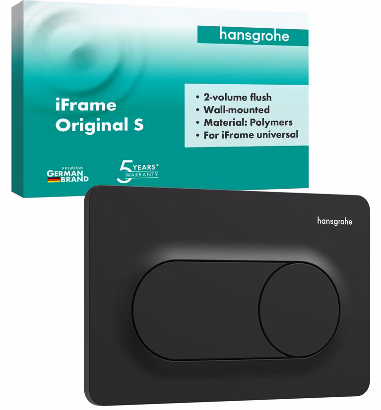 Piatto doccia per WC iFrame Original S, doppio scarico, finitura nera opaca