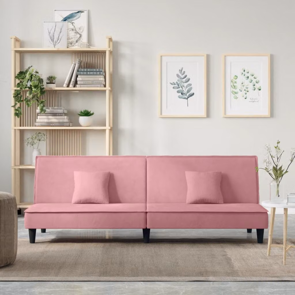 vidaXL Divano Letto Moderno in Velluto Rosa con Struttura in Legno