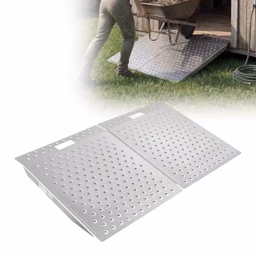 VEVOR Rampa per Soglia della Porta, 75 x 61,7 cm, Rampa per Sedia a Rotelle in Alluminio Robusto, Portata Massima 340 kg, Piattaforma Antiscivolo, per Gradini, Marciapiedi, Deambulatori e Carrelli