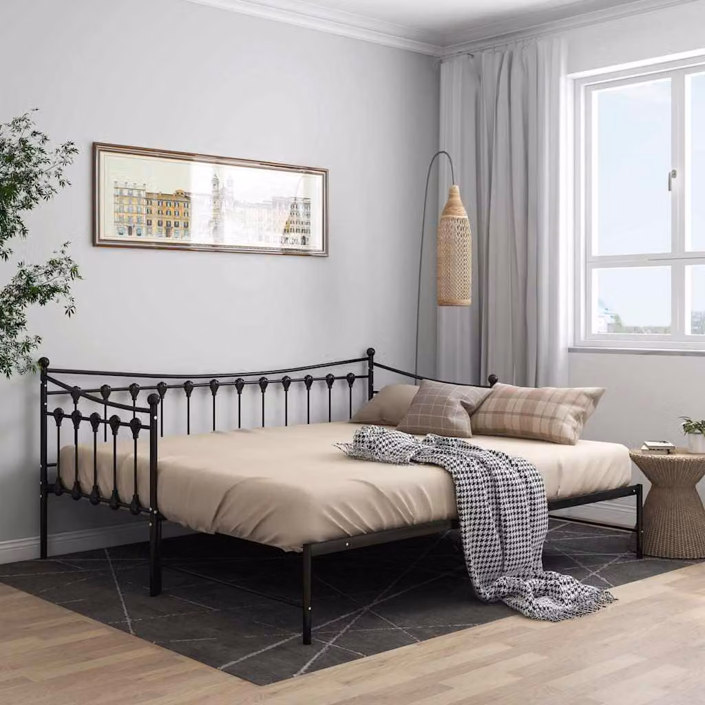 vidaXL Telaio Divano Letto Estraibile in Metallo Nero L 200 x P 90 cm – 1