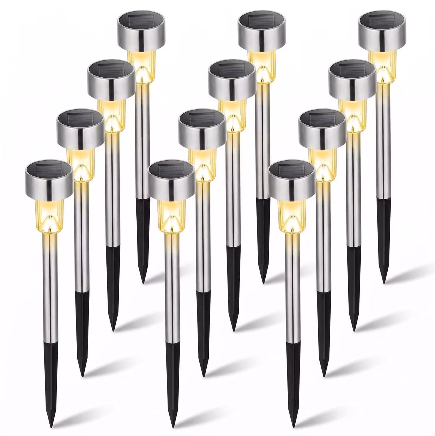 Set di 12 luci a LED solari, grado di protezione IP44, luce bianco caldo, per uso esterno