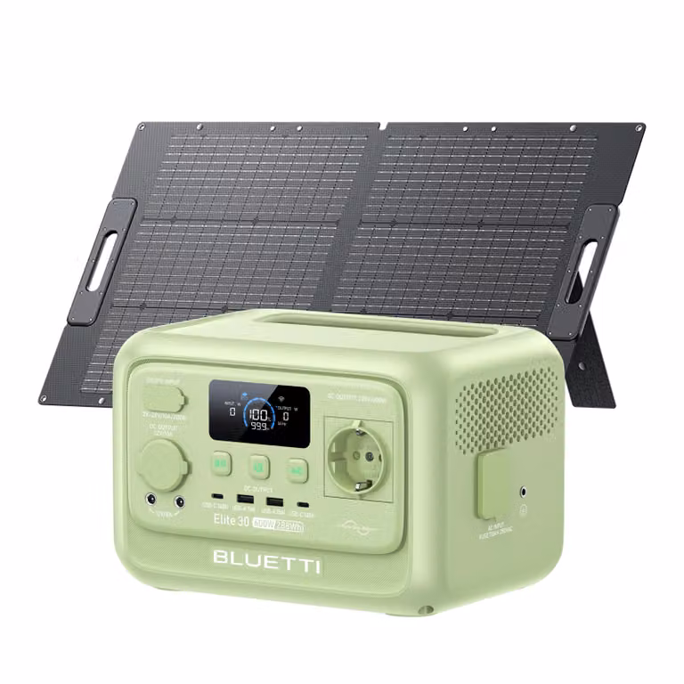 BLUETTI Elite 30 V2 + pannello solare 100W Accumulo solare 600W / 288Wh Centrale elettrica portatile Generatore solare Batteria per viaggi / camper / casa / viaggi in auto