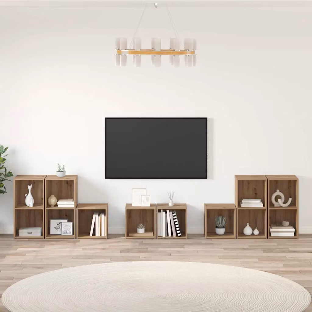 Set di mobili TV moderno vidaXL in legno e MDF color rovere marrone per soggiorno – 1