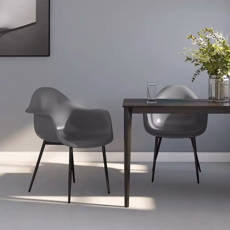 Set di 2 sedie da pranzo vidaXL in plastica e metallo grigie con design minimalista