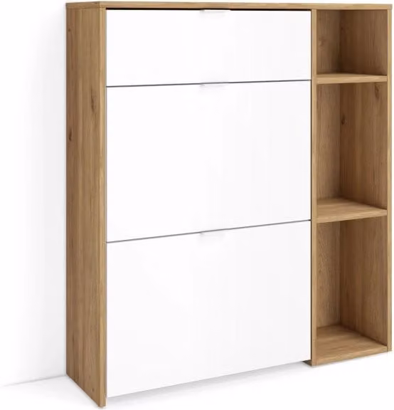 Scarpiera da ingresso Skraut Home con ante a battente, Rovere e Bianco, L 90 x P 27 x H 102 cm