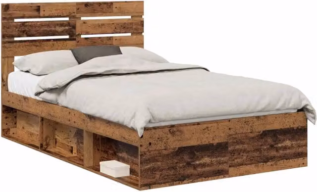 Letto matrimoniale | Letto per adulti | Struttura del letto Legno vecchio 120 x 190 cm Pino massello
