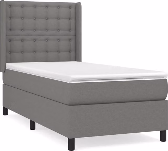 Letto singolo | Letto per adulti | Giroletto a Molle con Materasso Grigio Scuro 80x200 cm Tessuto