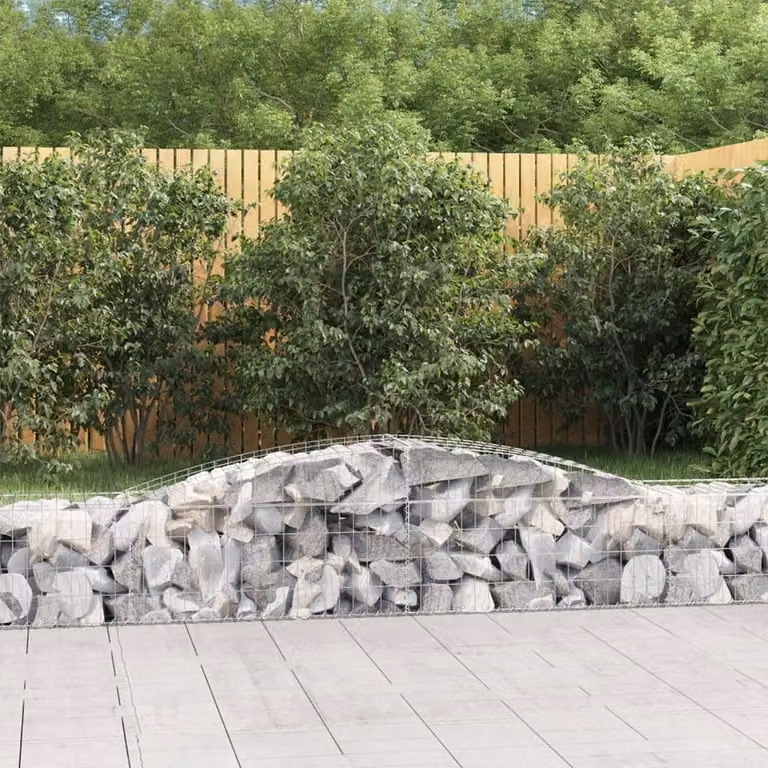 Set di 7 cesti gabbioni ad arco vidaXL in acciaio zincato grigio L: 400 cm, P: 50 cm, H: 40/60 cm