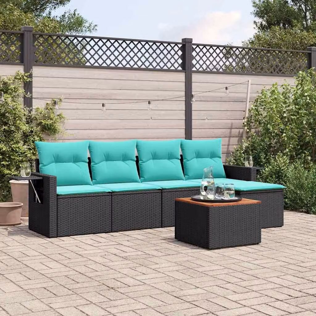 Maison Exclusive - Set di 6 divani da giardino con cuscini, polyrattan nero