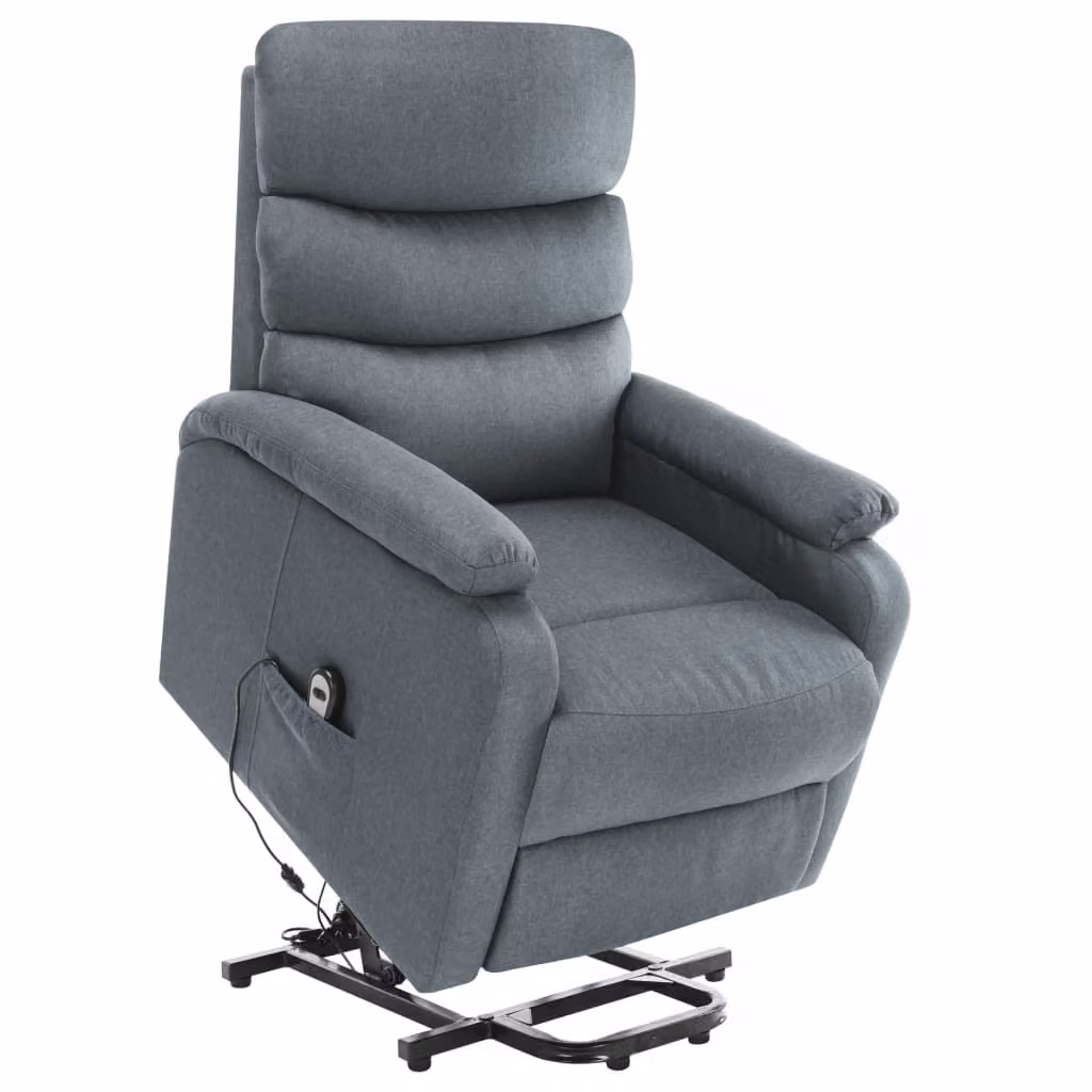 The Living Store Poltrona massaggiante con ausilio per la posizione eretta Tessuto grigio chiaro