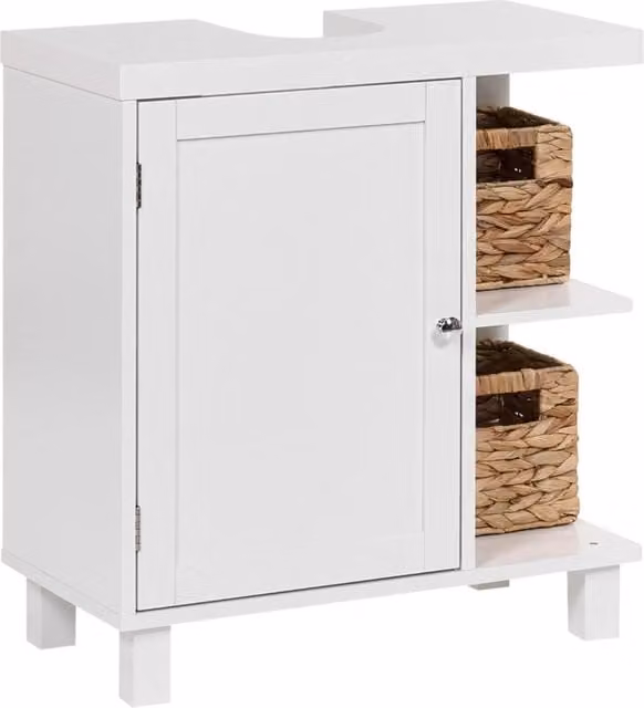 Mobile da bagno a parete BELIANI in MDF bianco con ripiani interni e ante, stile classico