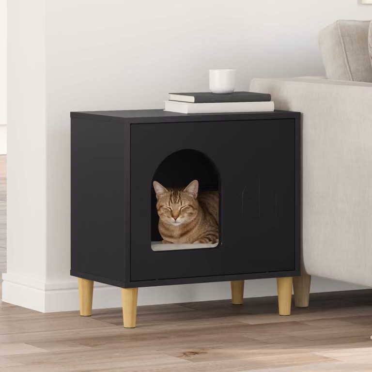 Casa per gatti vidaXL in legno ingegnerizzato nero L: 51 cm, P: 30 cm, H: 52 cm