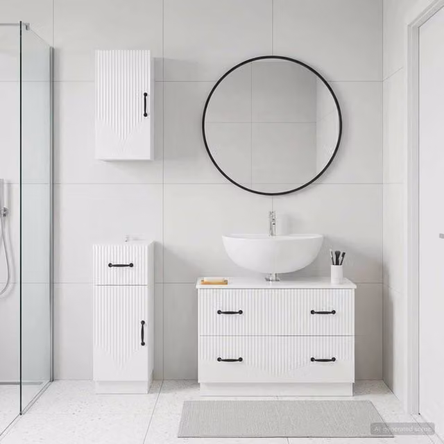 Set di armadietti da bagno in 3 pezzi HOORN Bianco Lucido 3417796