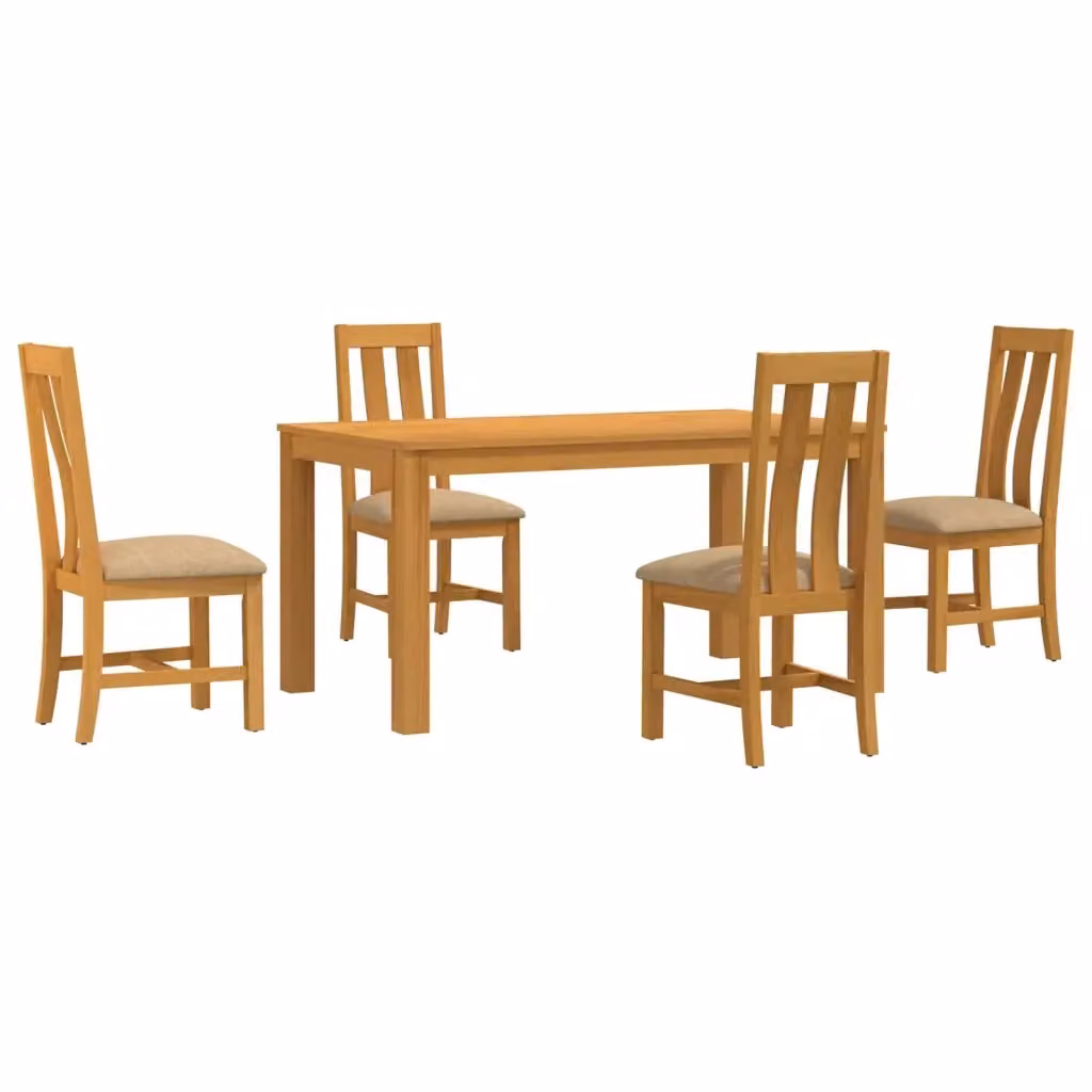 Set da pranzo moderno vidaXL in legno di quercia beige composto da tavolo rettangolare e 4 sedie – 2
