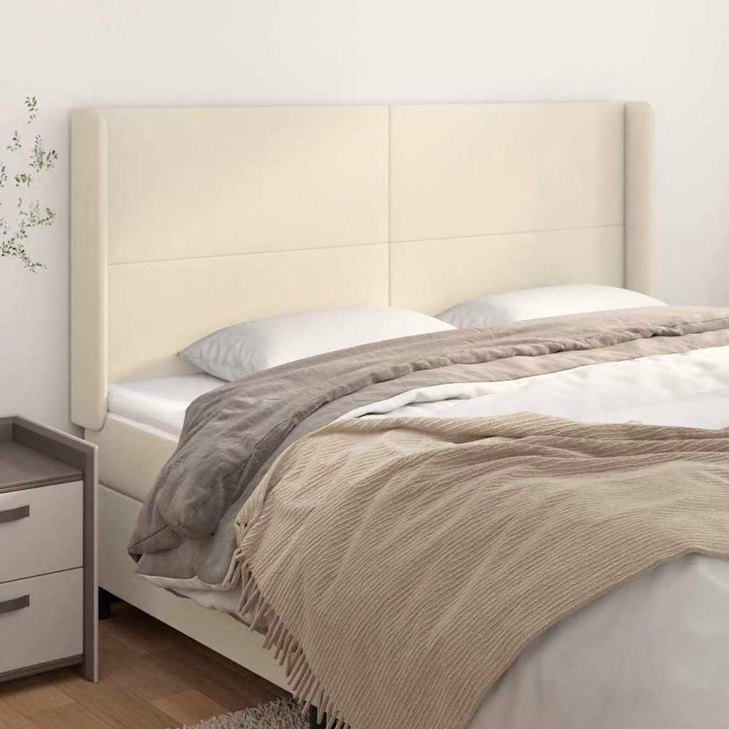 Testiera ad orecchio vidaXL in similpelle beige, L: 163 cm, P: 16 cm, H: 118/128 cm