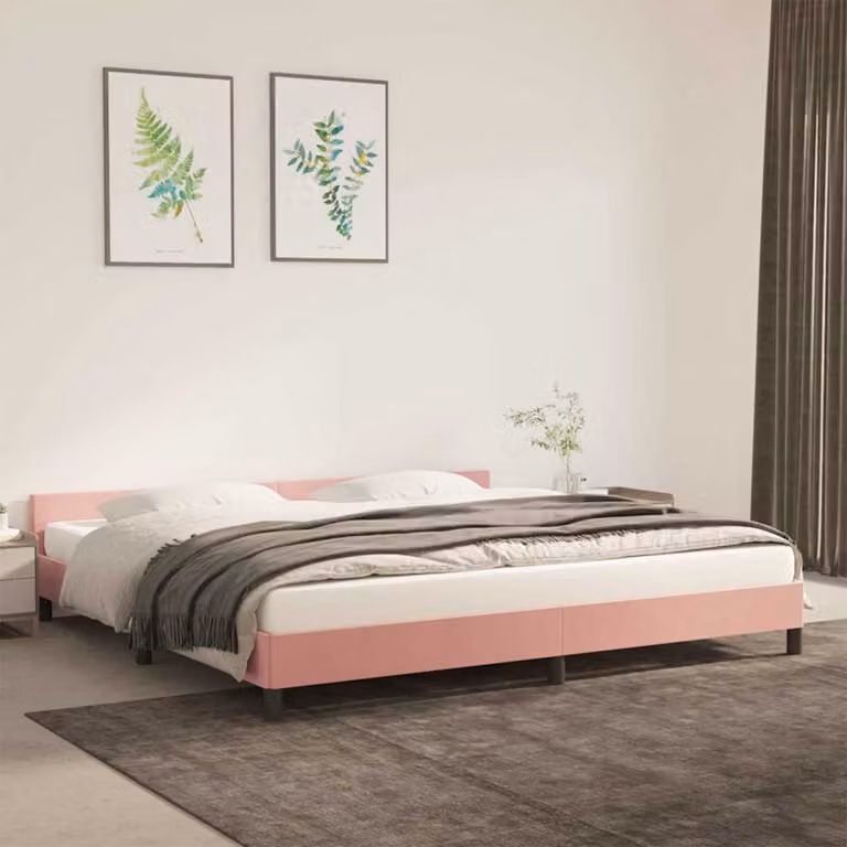 vidaXL Giroletto con Testiera in Velluto Rosa L/P: 200 x 200 cm
