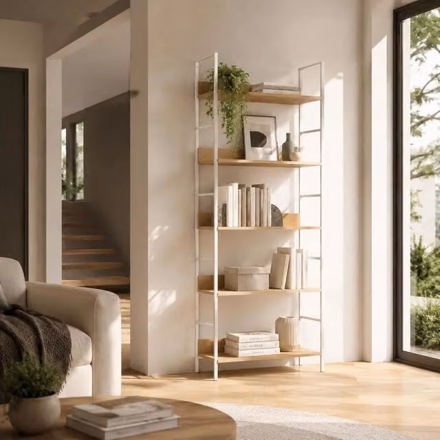 Bookshelf With 5 Shelves, Oak, 60x27.6x158.5 Cm, Engineered Wood