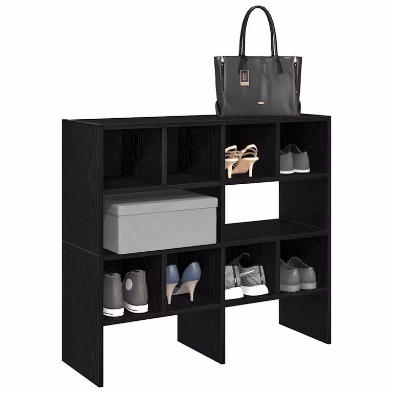 Set di 2 scarpiere impilabili vidaXL in stile moderno, colore nero, L 89,5 x P 30 x H 40 cm