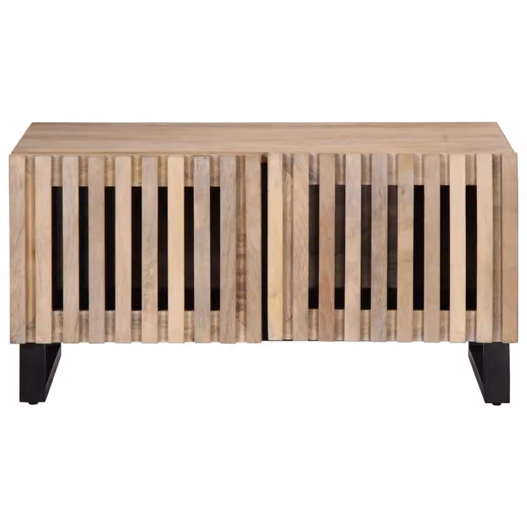 Tavolino da Salotto Bianco 80x51x40 cm Legno Massello di Mango
