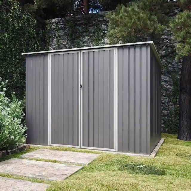 Casetta da giardino in acciaio zincato grigio 2,77x1,93xh1,96m - 91kg - 5,35 metri quadri