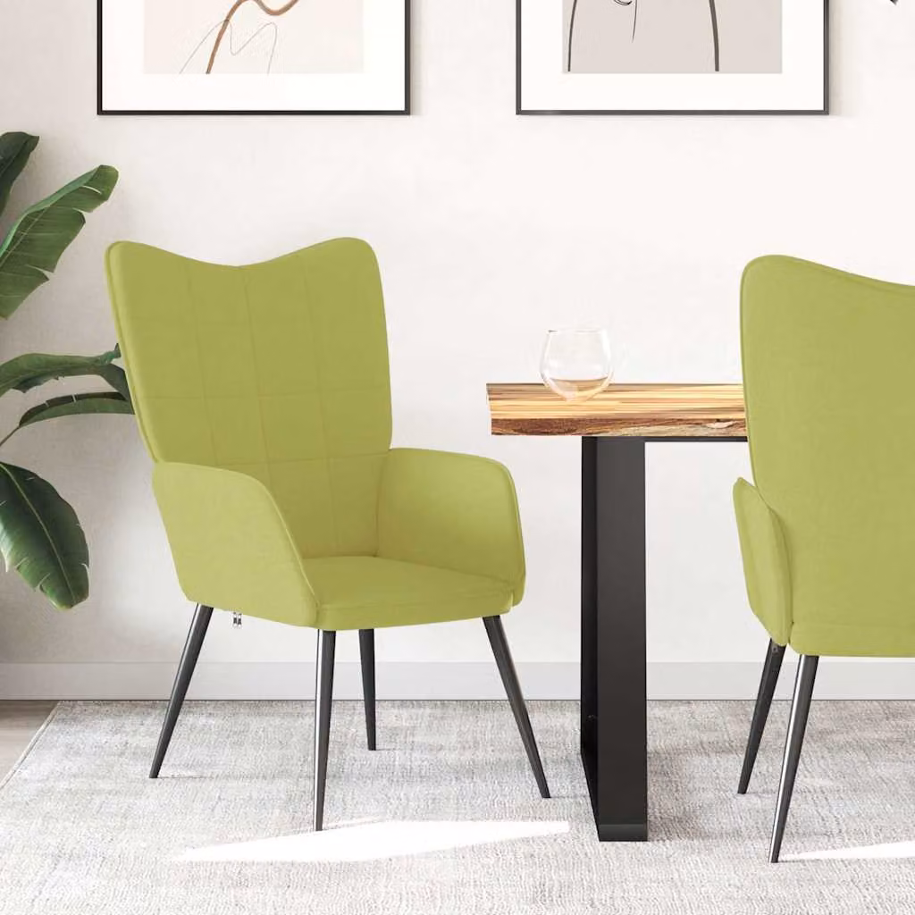 Sedia Relax vidaXL Verde in Tessuto con Braccioli e Struttura in Metallo