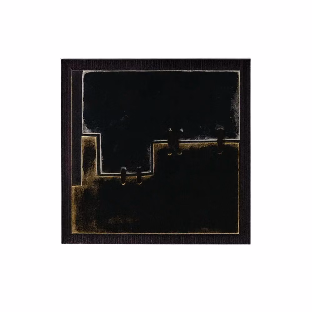 Quadro astratto con olio su tela Tuck di Duzzle, design moderno multicolore e nero, L 80 cm x P 80 cm – 2