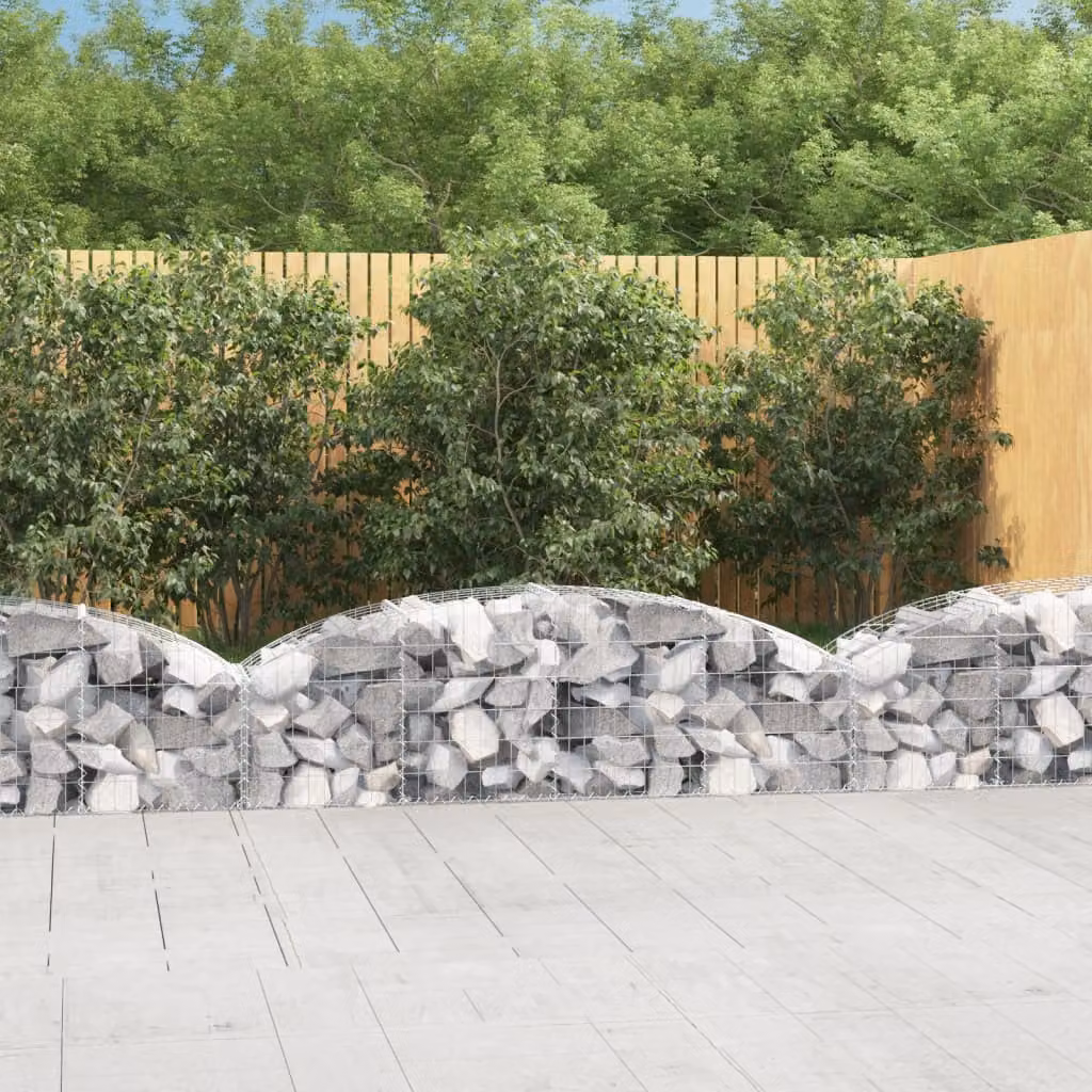 Cesto Gabbione ad Arco vidaXL in Acciaio Zincato Grigio L: 200 cm, P: 50 cm, H: 40/60 cm