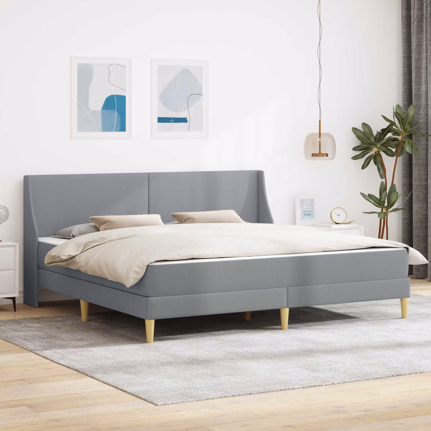 Letto moderno con materasso in schiuma e testiera imbottita vidaXL in grigio