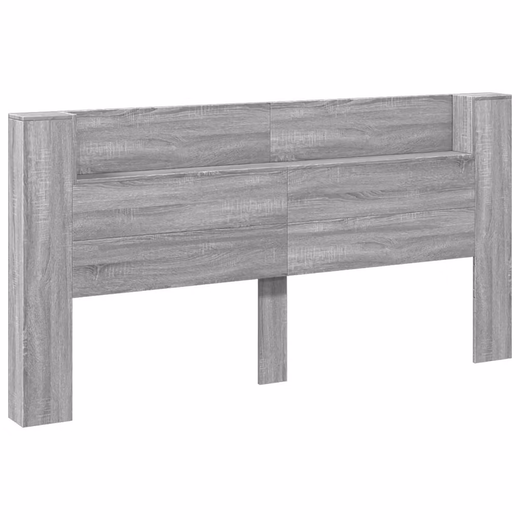 Testiera decorativa moderna vidaXL in legno in grigio con illuminazione integrata e mensola, L 200 x P 16,5 x H 103,5 cm – 2