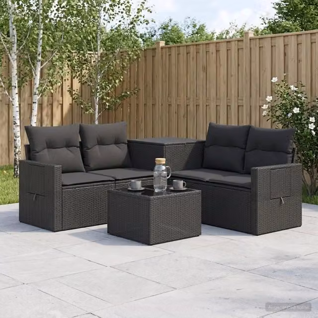Set di divani 6 pz Nero 55 x 55 x 37 cm 3447442