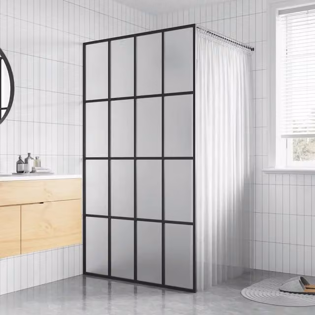 Cabina Doccia Walk-in vidaXL con Schermo in Vetro Temperato Opaco L: 100 cm, H: 195 cm