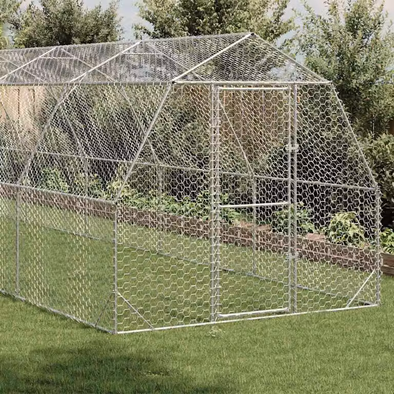 vidaXL Recinto per Polli 2,5x12x2,25 m in Acciaio Zincato