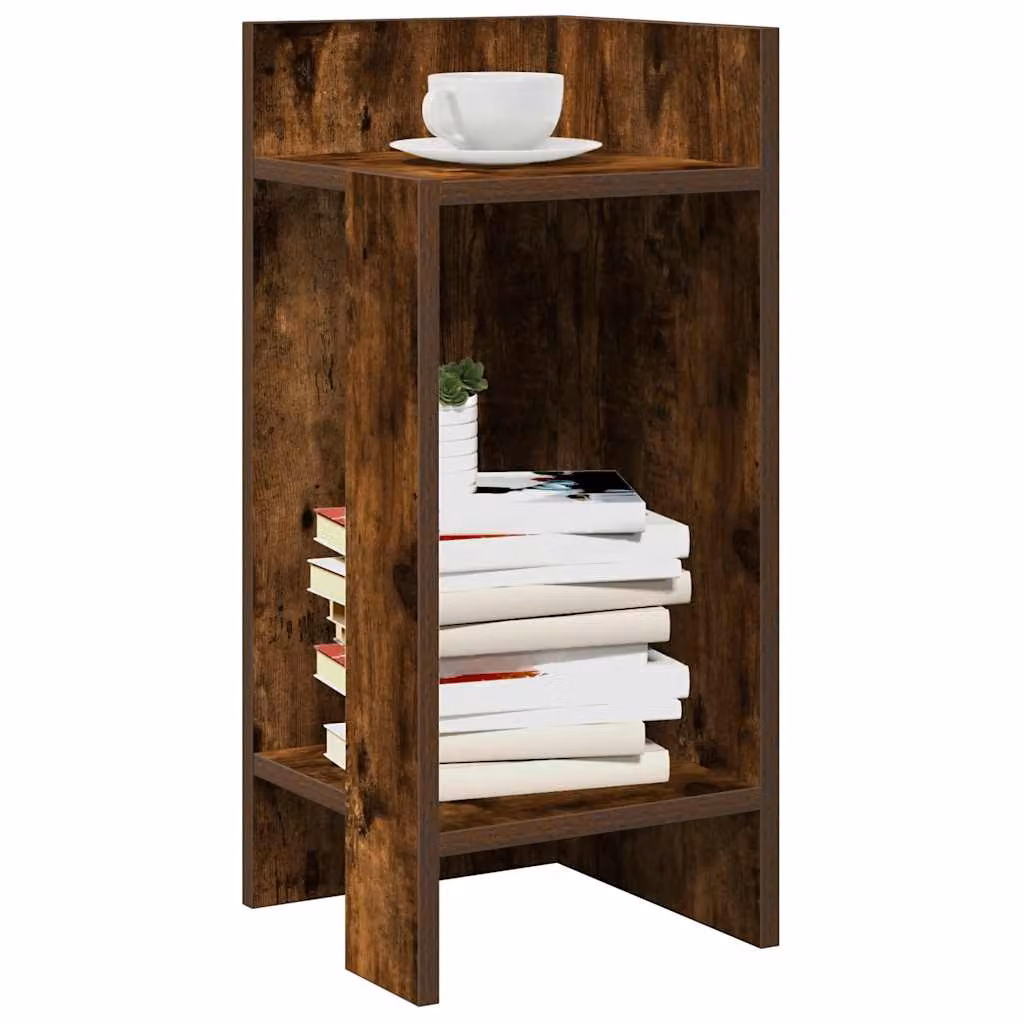 vidaXL Tavolino Laterale Moderno con Ripiano in Rovere Fumo Marrone L/P/H: 25,5 x 27 x 60 cm