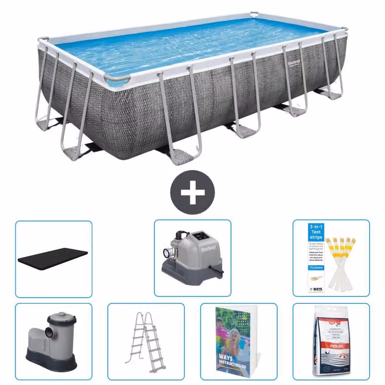 Bestway Power Steel, piscina rettangolare - 549x274x122 cm - composta da 6 parti, modello S649