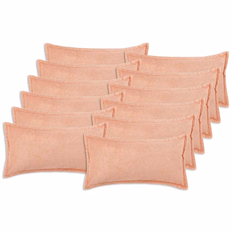Set di 12 federe vidaXL HOUTEN in tessuto bouclé rosa, L 40 cm x P 80 cm