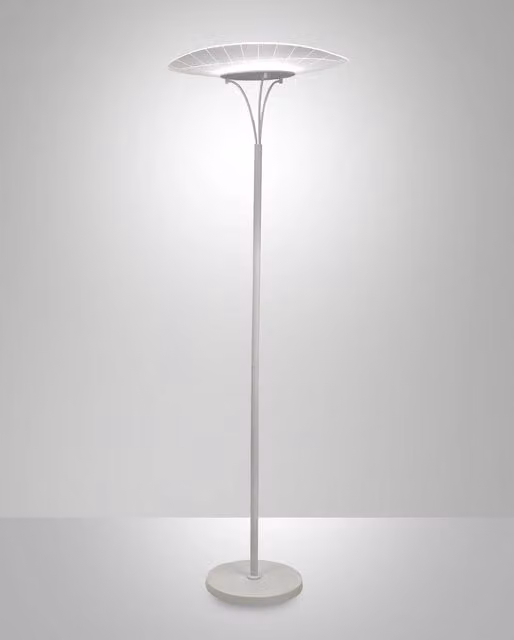 Lampada da terra LED Fabas Vela, design moderno bianco e trasparente, 24W 2180lm 3000K, Altezza: 175 cm – 1