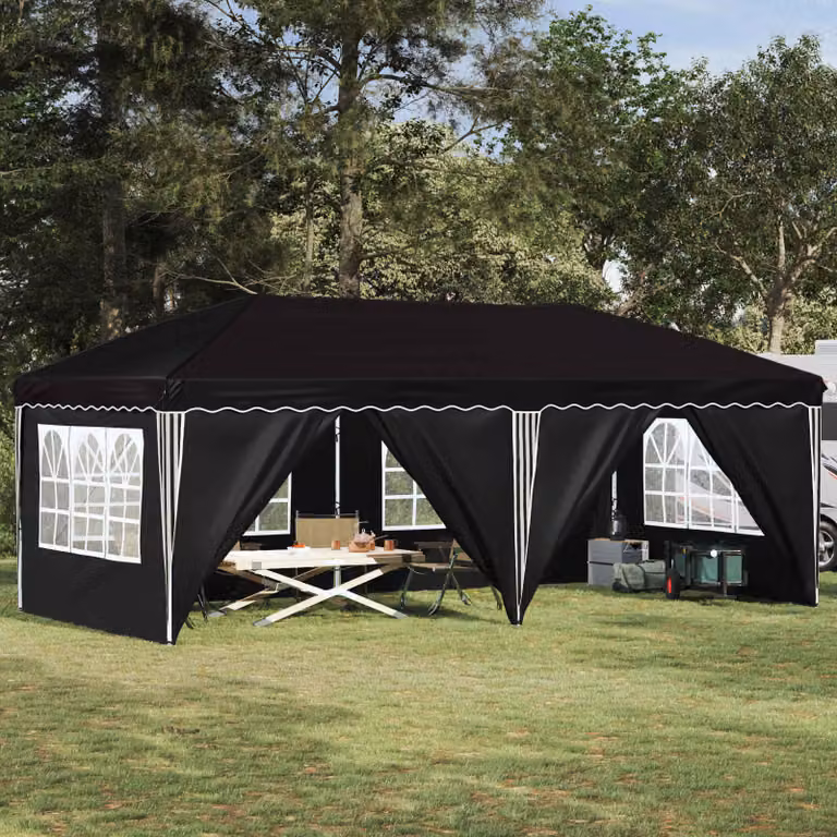 vidaXL Tenda per feste a pop-up nera L: 575 cm, P: 288 cm, H: 245 cm