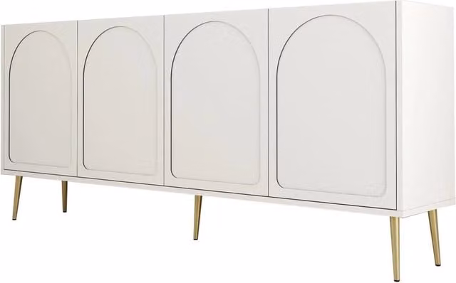 Credenza in legno "Lyon" - 180 x 35 x 80 cm - Colore crema