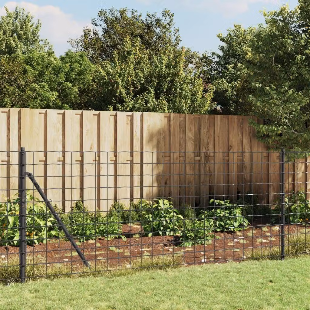 Recinzione per giardino in rete metallica - 1,1 x 25 metri, colore antracite - acciaio zincato