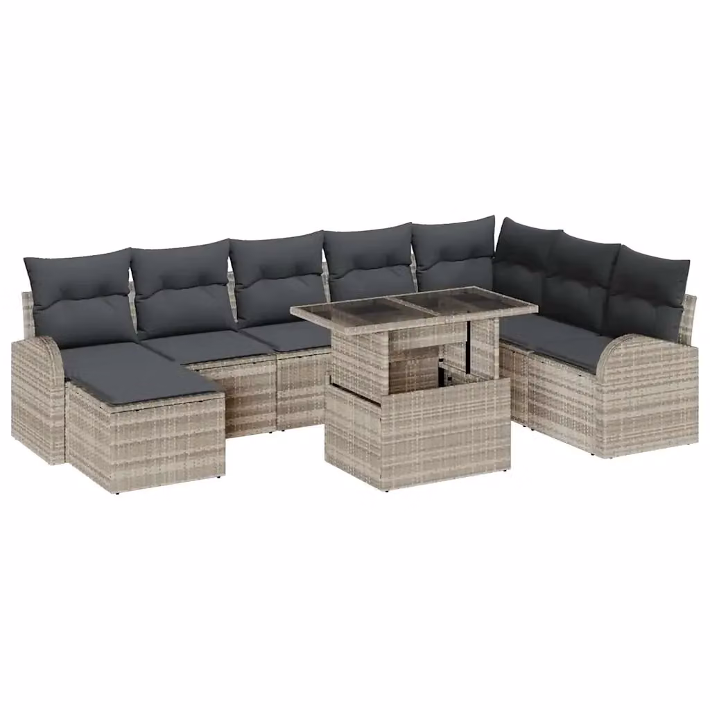 Set Divano da Giardino 9 pz vidaXL in Rattan e Metallo Grigio – 2