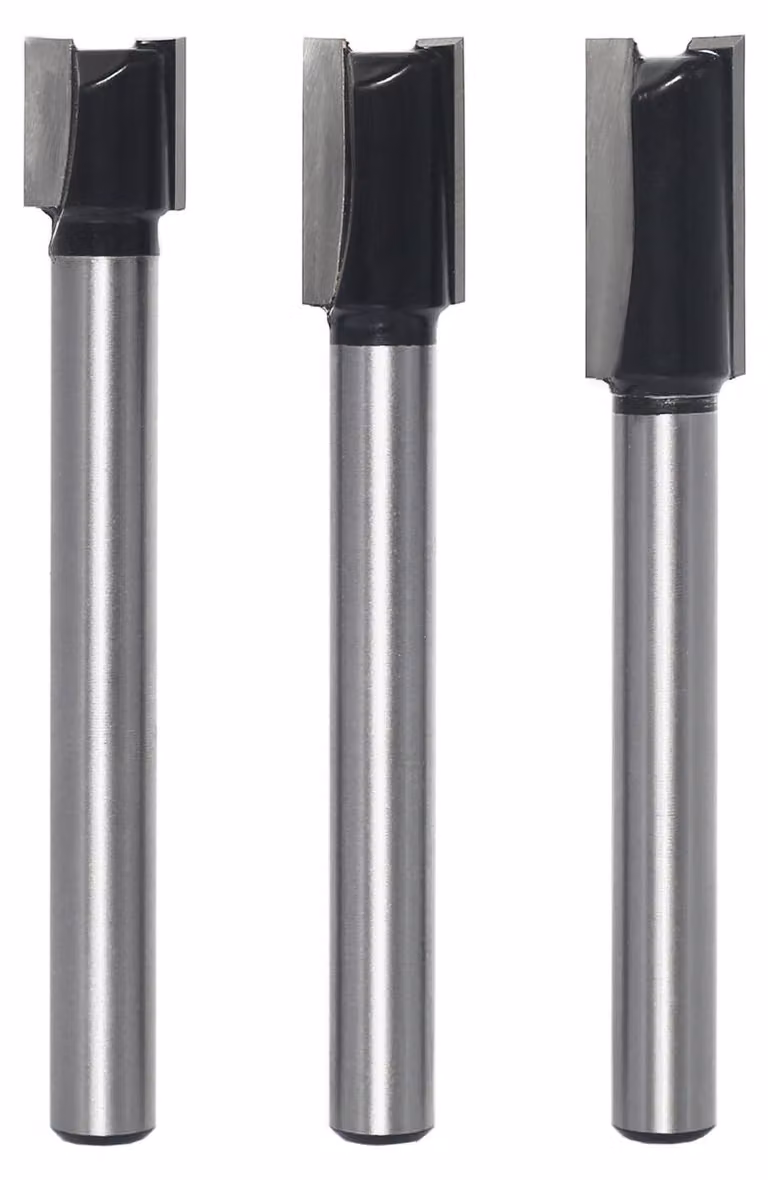 3 frese a rulli da 8 mm, con gambo cilindrico, a due taglienti, per lavorazione del legno