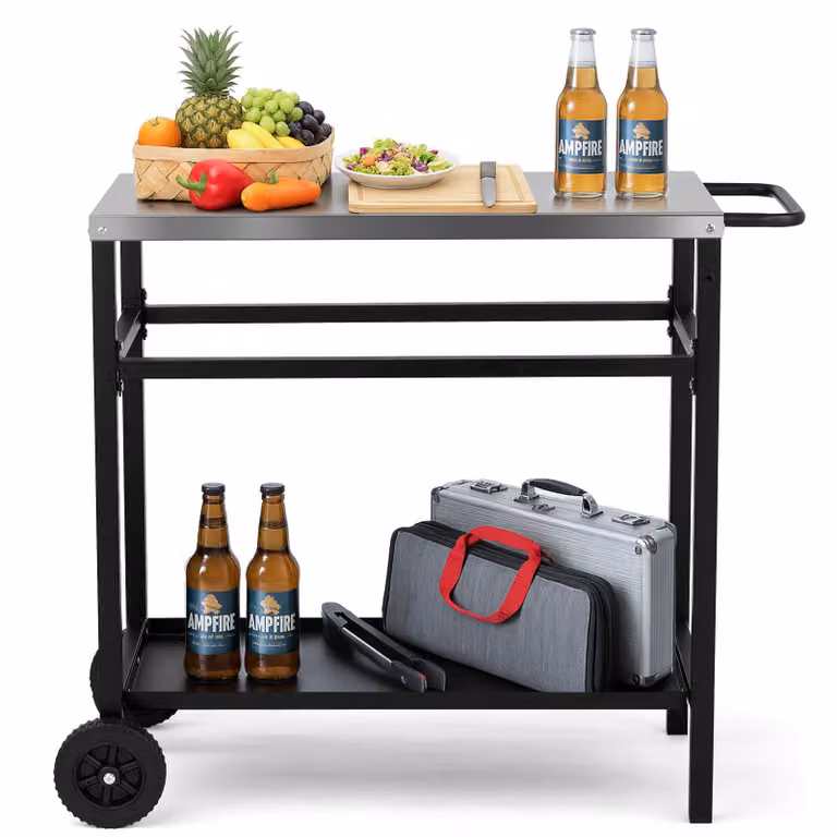 ALIGHTUP: Carrello per barbecue, tavolo da barbecue, tavolino da esterno, carrello per il giardino, cucina da esterno, carrello di servizio, tavolo multifunzionale, dimensioni 83x45 cm
