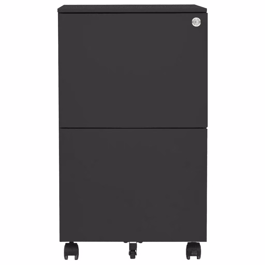 Schedario Mobile Antracite in Acciaio con Ruote e Serratura DESIGN IN L/P/H: 39 x 25 x 67 cm – 2