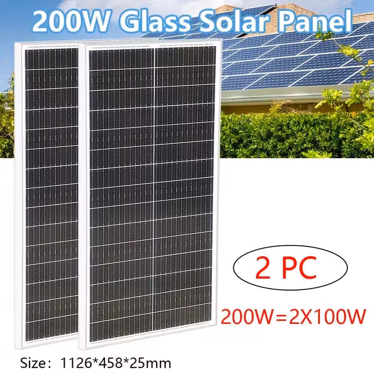 Pannelli solari da 200W - Pannello solare monocristallino - Modulo fotovoltaico - Pannello per impianti off-grid - Pannello solare per campeggio
