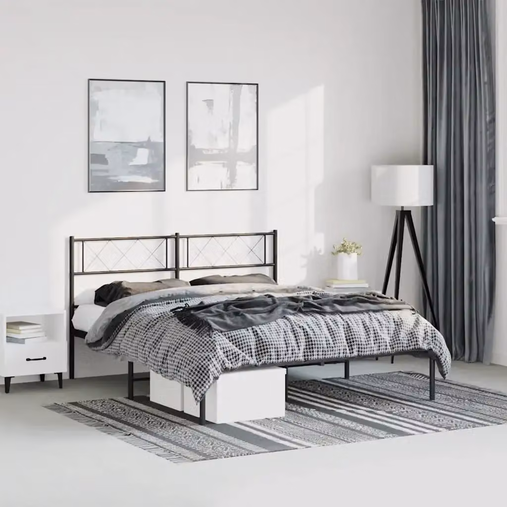 Letto matrimoniale con testiera in metallo nero L/P/H: 150 x 200 x 90 cm – 2