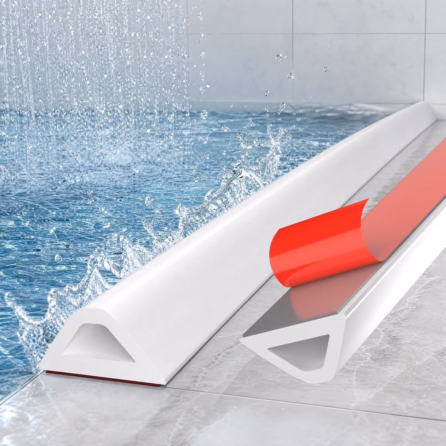 Striscia sigillante in silicone, 170 cm, colore bianco, per bagno e cucina