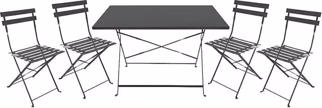 Set da giardino Koby Double Garden Friend con tavolo rettangolare pieghevole e 4 sedie in metallo antracite – 2
