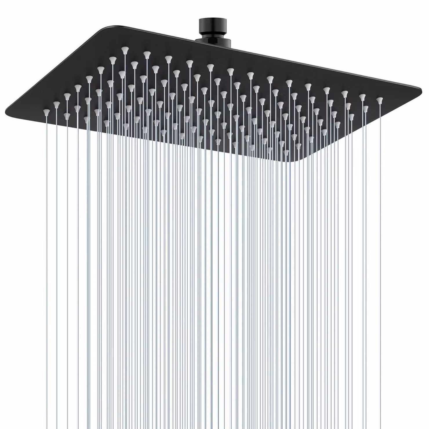 Miscelatore monocomando rettangolare, 30x20 cm, acciaio inossidabile nero, con erogatore a cascata a 360°
