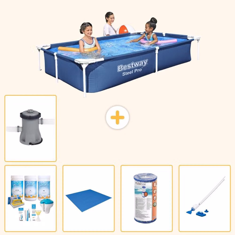 Bestway Steel Pro, piscina rettangolare - 221x150x43 cm - 6 pezzi - Modello S22065