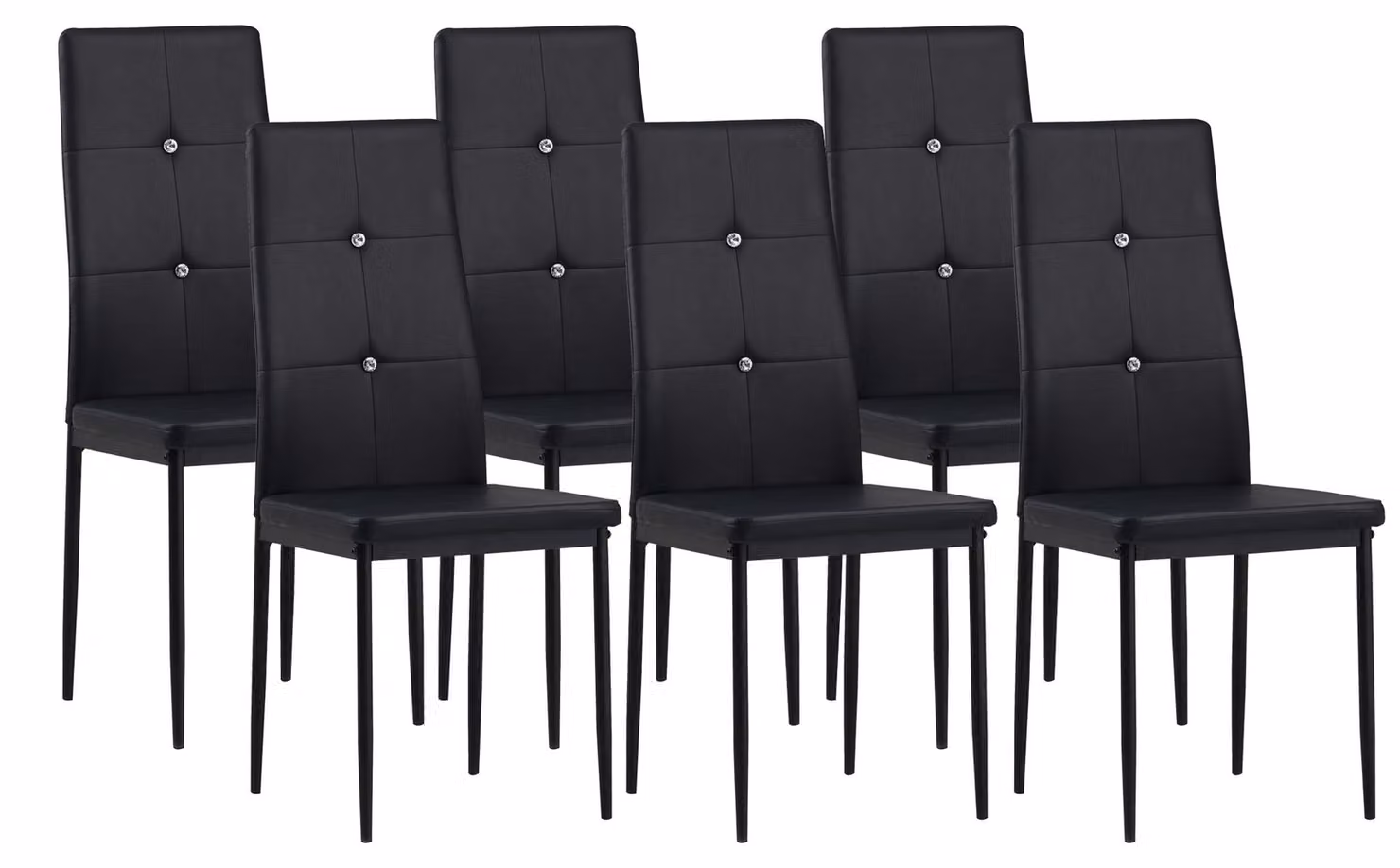 Albatros sedie da pranzo DIAMOND set di 6, nero - Elegante look a diamante, sedia imbottita rivestita in ecopelle, design moderno ed elegante al tavolo da pranzo sedia da cucina sedia da sala da pranzo alta capacità di carico